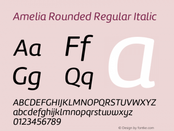 AmeliaRounded-RegularItalic Version 001.001 Font Sample