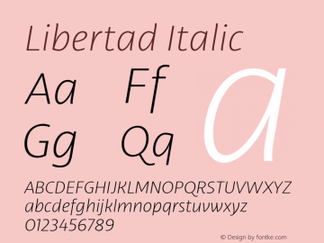 Libertad-ThinItalic Version 1.000 Font Sample