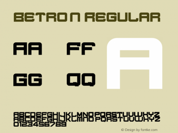 Betron Version 1.00;July 20, 2020;FontCreator 12.0.0.2567 32-bit图片样张