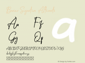 Barier Signature Alternate Regular Webfont Version 1.001;Fontself Maker 3.5.1图片样张