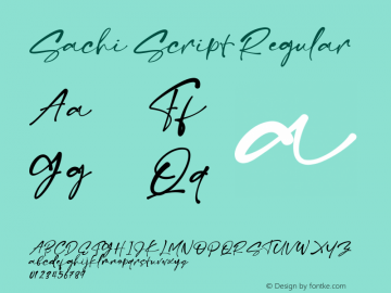 Sachi Script Version 1.00;July 24, 2020;FontCreator 12.0.0.2565 64-bit图片样张
