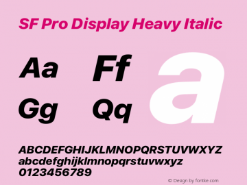SF Pro Display Heavy Italic Version 16.0d9e1图片样张