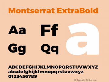 Gontserrat ExtraBold Version 6.001 Font Sample