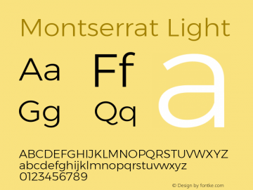 Gontserrat Light Version 6.001 Font Sample