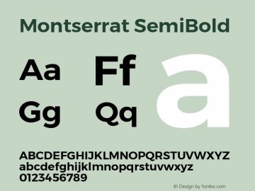 Gontserrat SemiBold Version 6.001 Font Sample