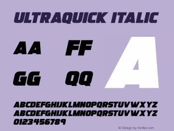 Ultraquick Italic Version 1.00;July 17, 2020;FontCreator 12.0.0.2567 64-bit图片样张