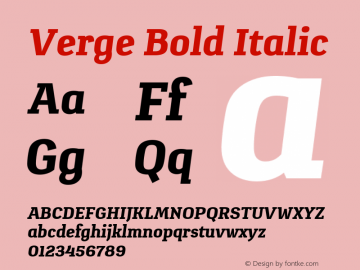 Verge Bold Italic Version 1.000 Font Sample