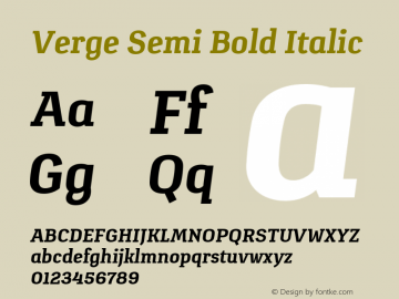 Verge Semi Bold Italic Version 1.000 Font Sample