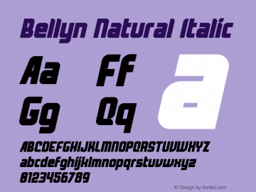 Bellyn Natural Italic Version 1.00;June 8, 2020;FontCreator 12.0.0.2563 64-bit Font Sample