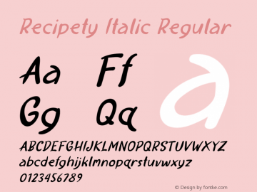 Recipety Italic Version 1.00;June 20, 2020;FontCreator 12.0.0.2563 64-bit Font Sample