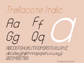 Trellacote Italic Version 1.000 Font Sample