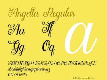 Angella Version 1.00;July 31, 2020;FontCreator 11.5.0.2422 64-bit图片样张