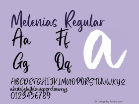 Melenias Version 1.00;July 29, 2020;FontCreator 12.0.0.2567 32-bit图片样张