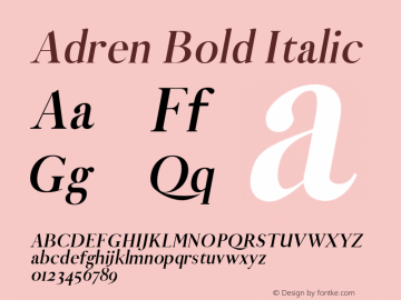 Adren-Bold Italic 0.1.0 Font Sample