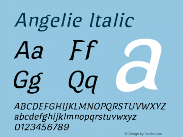 Angelie Italic Version 1.00;August 5, 2020;FontCreator 11.5.0.2422 64-bit图片样张