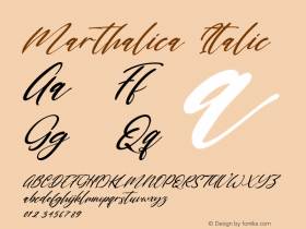 Marthalica Italic Version 1.00;July 26, 2020;FontCreator 12.0.0.2563 64-bit Font Sample