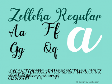 Zolleha Version 1.00;June 7, 2020;FontCreator 11.5.0.2427 32-bit Font Sample