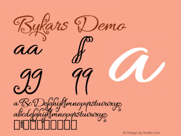 Bykars Demo Version 1.000 Font Sample