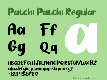 Patchi Patchi Version 1.00;April 28, 2020;FontCreator 12.0.0.2525 64-bit图片样张