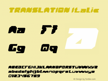 TRANSLATION Italic Version 1.00;October 12, 2019;FontCreator 11.5.0.2430 64-bit图片样张