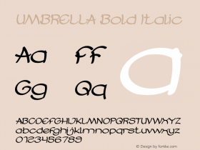 UMBRELLA Bold Italic Version 1.00;October 17, 2019;FontCreator 11.5.0.2430 64-bit Font Sample