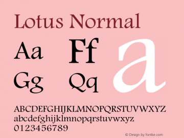 Lotus Normal Macromedia Fontographer 4.1 16/09/97 Font Sample