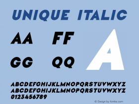 Unique-Italic Version 1.000 Font Sample