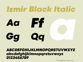 Izmir-BlackItalic Version 1.000 Font Sample