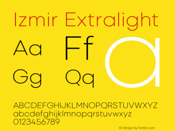 Izmir-Extralight Version 1.000 Font Sample