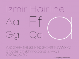 Izmir-Hairline Version 1.000 Font Sample