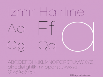 Izmir-Hairline Version 1.000 Font Sample