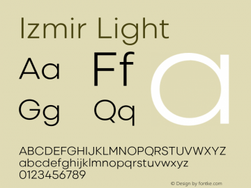 Izmir-Light Version 1.000 Font Sample