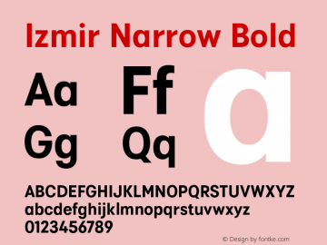 IzmirNarrow-Bold Version 1.000 Font Sample