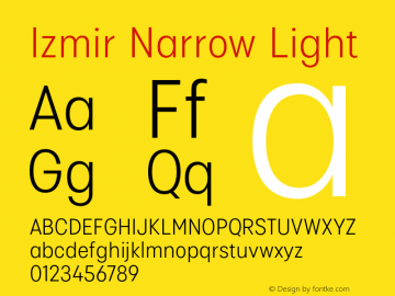 IzmirNarrow-Light Version 1.000 Font Sample