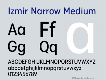 IzmirNarrow-Medium Version 1.000 Font Sample