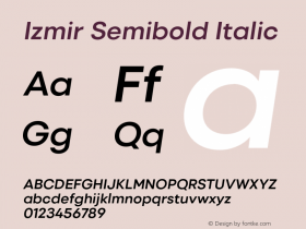 Izmir-SemiboldItalic Version 1.000 Font Sample