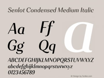 Senlot-CondensedMediumItalic Version 1.000图片样张