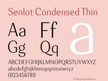 Senlot-CondensedThin Version 1.000 Font Sample