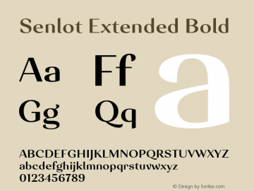 Senlot-ExtendedBold Version 1.000 Font Sample