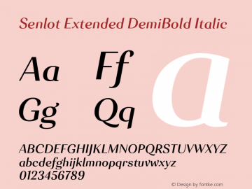 Senlot-ExtendedDemiBoldItalic Version 1.000 Font Sample