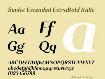 Senlot-ExtendedExtraBoldItalic Version 1.000 Font Sample