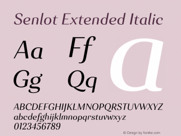 Senlot-ExtendedItalic Version 1.000 Font Sample