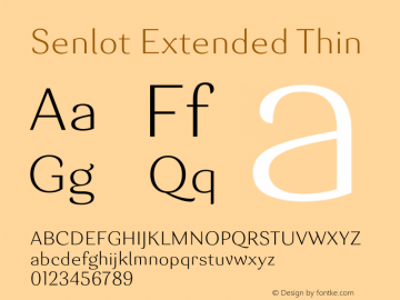 Senlot-ExtendedThin Version 1.000 Font Sample