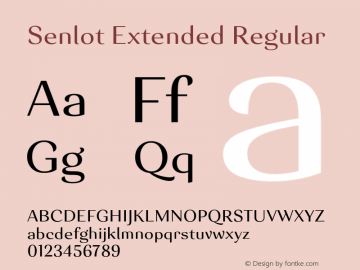 Senlot-ExtendedRegular Version 1.000 Font Sample