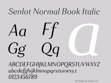 Senlot-NormalBookItalic Version 1.000 Font Sample
