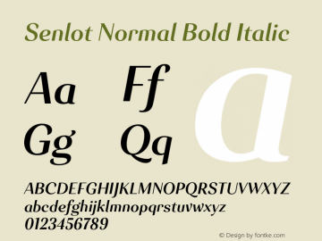 Senlot-NormalBoldItalic Version 1.000 Font Sample