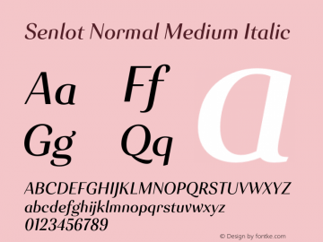 Senlot-NormalMediumItalic Version 1.000 Font Sample