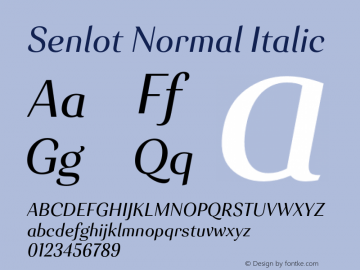 Senlot-NormalItalic Version 1.000 Font Sample