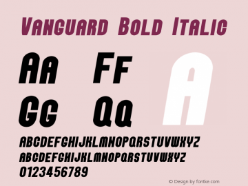 Vanguard Bold Italic Version 1.000;PS 001.000;hotconv 1.0.88;makeotf.lib2.5.64775图片样张