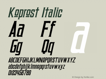 Koprost Italic Version 1.00;July 22, 2020;FontCreator 11.5.0.2422 64-bit图片样张